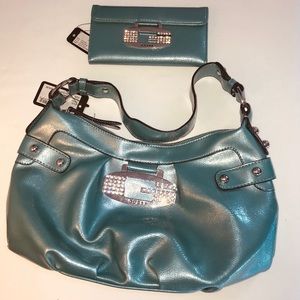 GUESS by MARCIANO PURSE & WALLET TURQUOISE NWT
